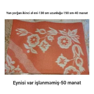 Yun yorğan. Ölçü: eni 130 sm, uzunluğu 190 sm. Rəng: narıncı, üzərində lalafo.az -da Yun yorğan. Ölçü: eni 130 sm, uzunluğu 190 sm. Rəng: narıncı, üzərində