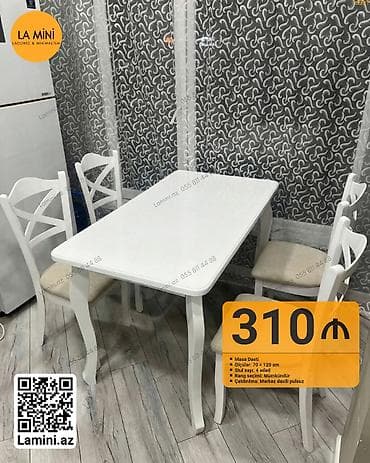 Mətbəx üçün, Dördbucaq masa, 4 stul