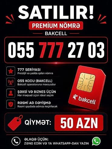 Premium nömrə – Bakcell - Nömrə: 055 777 27 03 - Seriya: 777 — 1