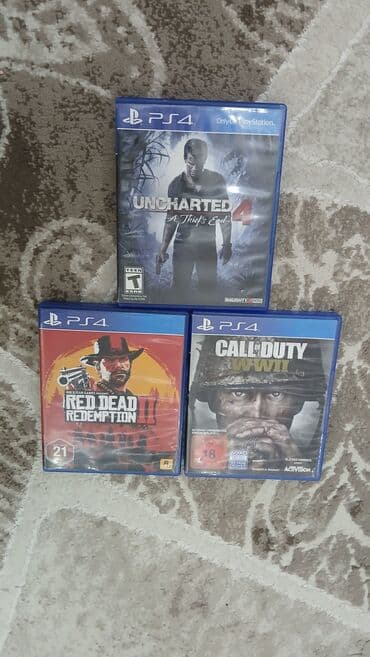 noutbuk islenmis: Call of duty WW2 = 35 man Uncharted 4 = 30 man Red dead redemption = — 1