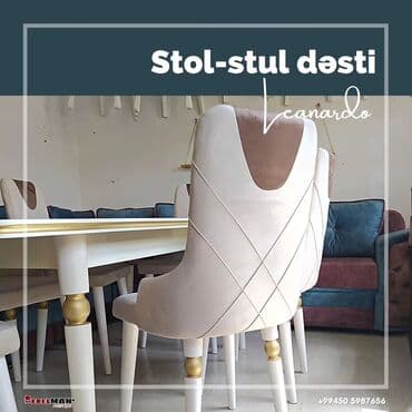 oturacaqlarin uzlenmesi: Mətbəx üçün, Yeni, Açılan, Dördbucaq masa, 6 stul — 5