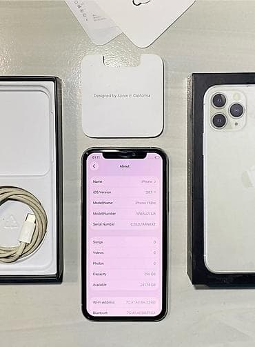 mac utu feni: IPhone 11 Pro, 256 GB, Gümüşü, Simsiz şarj, Face ID, Sənədlərlə — 6