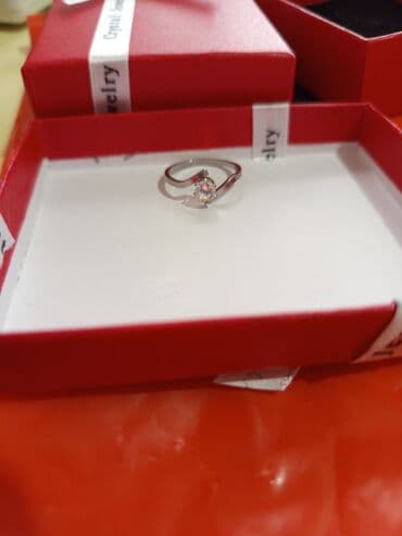 tek qaş üzüklər: Gümüş rəngli tek qas zərif üzük 7olcu 17razmer - Dizayn: Asimmetrik — 20