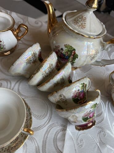 kərə yagi: Çay dəsti, rəng - Qırmızı, Keramika, 5 nəfərlik, Polşa — 1