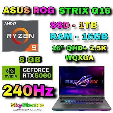 dell notebook: Yeni ASUS ROG, 16 ", AMD Ryzen 9, 1 TB, Ünvandan götürmə, Pulsuz çatdırılma, Ödənişli çatdırılma — 1