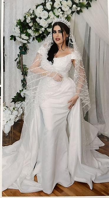 Zərif və elit gəlinlik komplekti - Model: klassik-ağ rəngdə, A-line