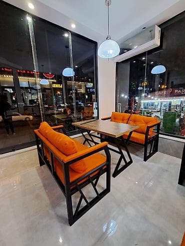 Со скамейками, Прямой стол, 6 персон