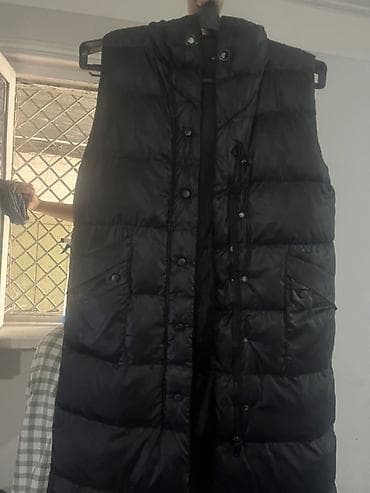 Qara rəngli kişi/unikseks şişmə jilet - Uzun model, dizə yaxın kəsim