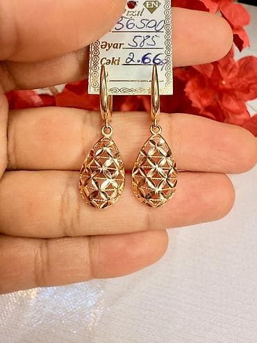 qizil satilir: Sırğa, Sarı qızıl, 585 Əyar, 266 g — 3