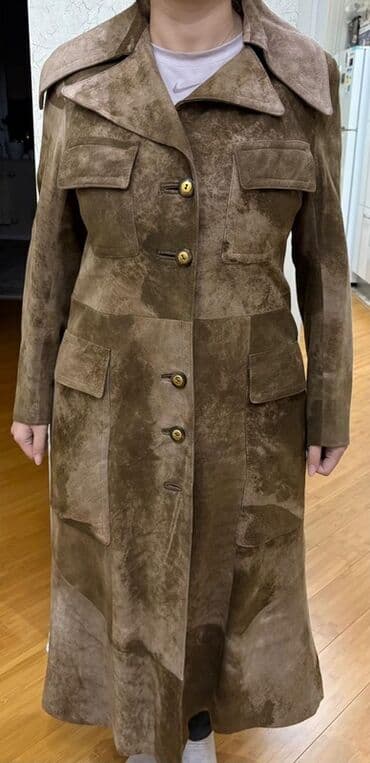 женские утепленные плащи: Qadın üçün süet trençkot - Material: yumşaq süet (nubuk effektli) — 8