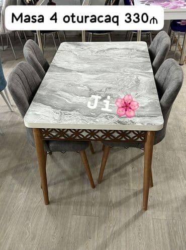 Masa və oturacaq dəstləri: Mətbəx üçün, Yeni, Açılan, Dördbucaq masa, 4 stul — 2