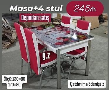 kukna mebel: *Mətbəxt masa dəsti 245Azn* ✔️Masa+4stul ✔️Rəng seçimi var ✔️Depodan — 1