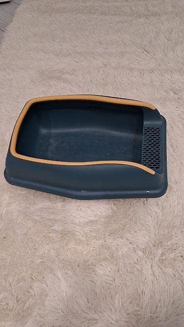 pişik südü tozu: Məhsul: Pişik tualeti (açıq tip) - Rəng: Tünd mavi gövdə, bej kənar — 1