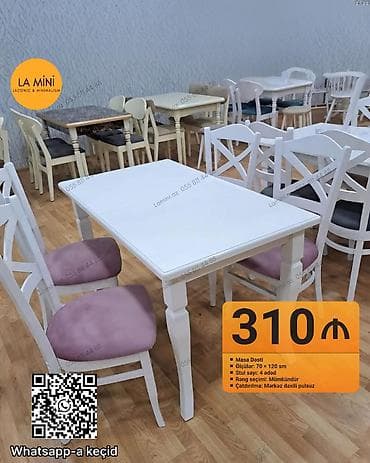 kuxna masa: Mətbəx üçün, Açılmayan, Dördbucaq masa, 4 stul — 1