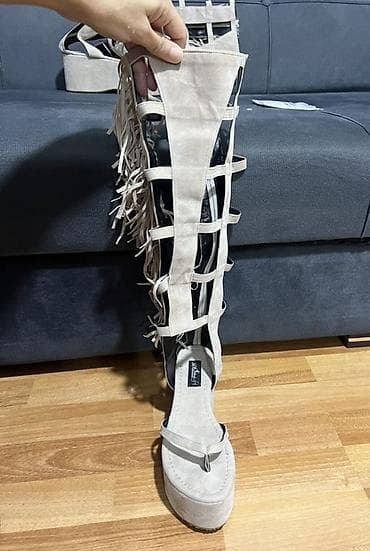 yunan sandalları: Ölçü: 38.5, rəng - Bej, Yeni — 2