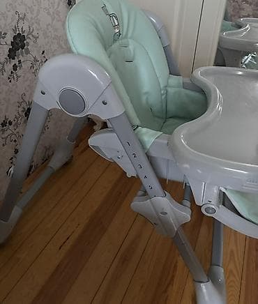 kreditle geyimler: Uşaq yemək kreslosu - Rəng: Açıq yaşıl oturacaq, boz gövdə - Yumşaq — 3