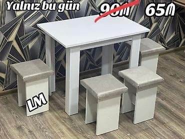 Mətbəx üçün, Açılmayan, Dördbucaq masa, 4 stul