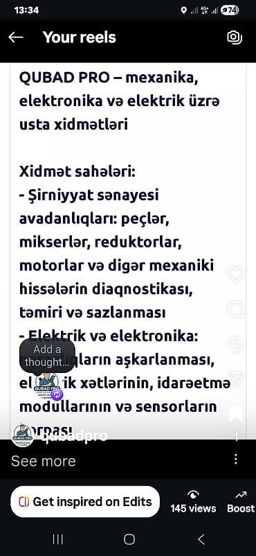 QUBAD PRO – mexanika, elektronika və elektrik üzrə peşəkar usta