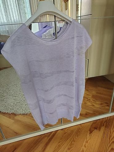 sort: Yüngül trikotaj bluz - Rəng: açıq bənövşəyi/lilac - Model: oversize — 1