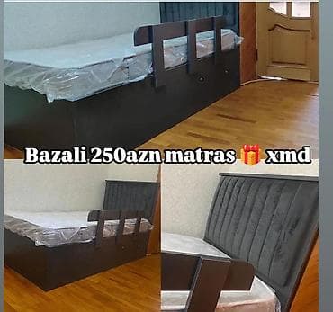 Təknəfərlik çarpayı, Bazalı, Matras ilə, Siyirməsiz