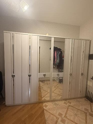 Yeni, 6 qapı, Güzgülü, Ağ, Açılan, Düz dolab