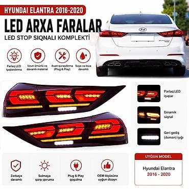 Hyundai Elantra 2016–2020 üçün LED Arxa Stop Fənərləri – Tuning * — 3