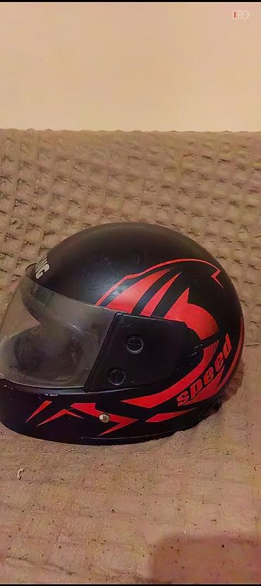 kask satın al: Tam üzlü motosiklet dəbilqəsi - Rəng: mat qara korpus, qırmızı-qara — 1