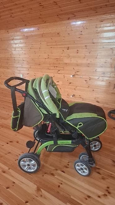 Коляски: Uşaq arabası – Grecco markalı, yaşıl/qara rəng kombinasiya — 2
