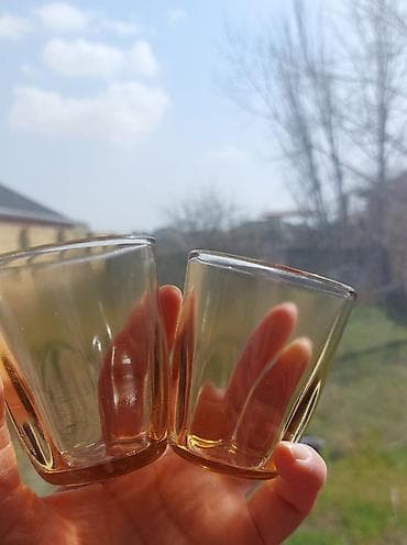 nolyedi sekilleri: Stəkanlar, rəng - Sarı, Şüşə, 2 ədədli dəst — 3