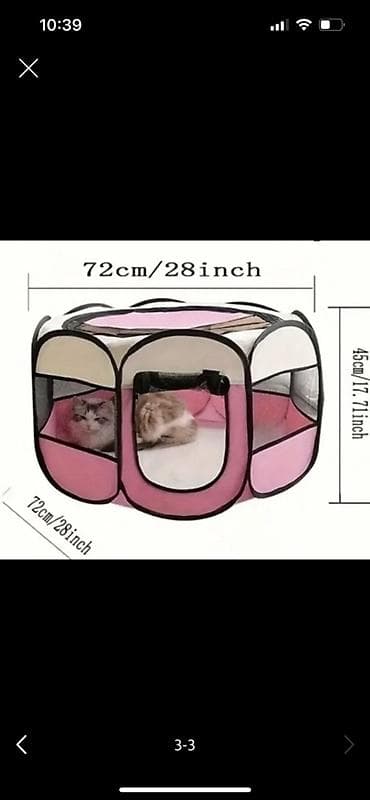 Qatlana bilən ev heyvanları üçün oyun/ehtiyat çadırı – mesh panellərlə