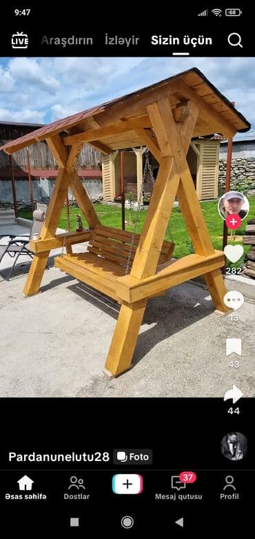 Bağ, çöl mebeli: Skamya-yelləncəl, Zontikli, Taxta — 8