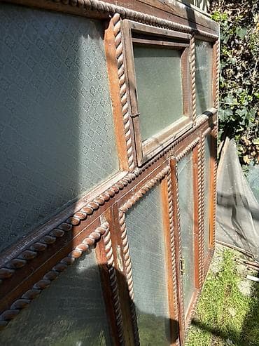 taxda pencereler: Taxta çərçivəli vitraj pəncərə bloku - Material: bərk qoz ağacdan — 3