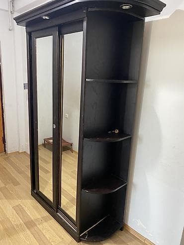 ofis dolabi: 2 qapılı, Güzgülü, Qəhvəyi, Kupe, Düz dolab — 1