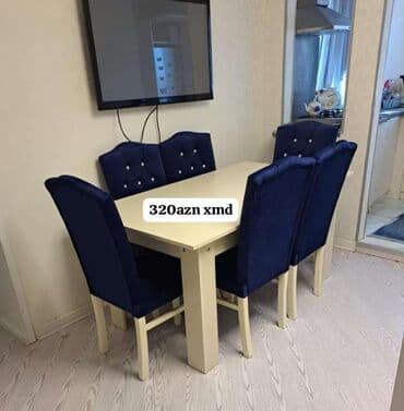 mətbəx ucun stol stullar: Mətbəx üçün, Açılmayan, Dördbucaq masa, 6 stul — 1