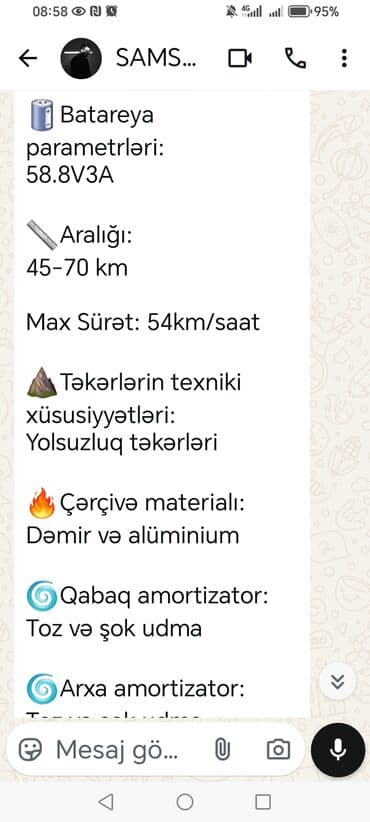Elektrikli samokatlar: Elektrik skuter – güclü off-road model Rəng: Qara və narıncı Texniki — 4