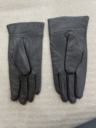 Dəbilqələr: Qehveyi dəri əlcək - Material: yumşaq təbii dəri - Rəng: qara - — 3