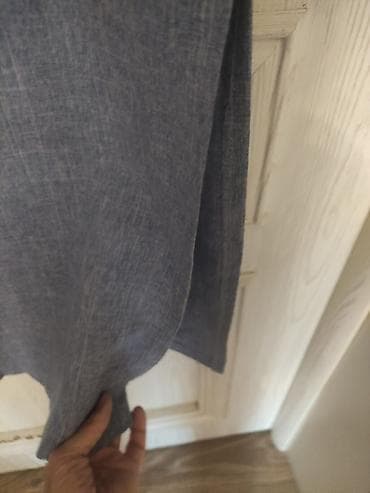 prada eynək: Qadın geyim dəsti – şifon bluz və denim görünümlü midi don - Bluz — 4