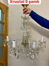 tort şamları: Çılçıraq, 5 lampa, Xrustal — 1