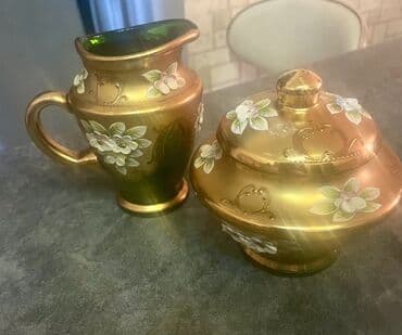 yasil kofe: Qəhvə dəsti, rəng - Yaşıl, Xrustal, Bohemia, 4 nəfərlik, Almaniya — 3