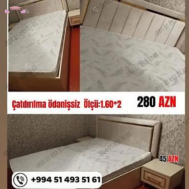 Yeni, İkinəfərlik çarpayı, Bazasız, Matras ilə, Siyirməsiz, Azərbaycan