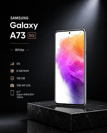 z fold 3: Samsung Galaxy A73 5G, 128 GB, rəng - Ağ, İki sim kartlı, Barmaq izi, Face ID — 2