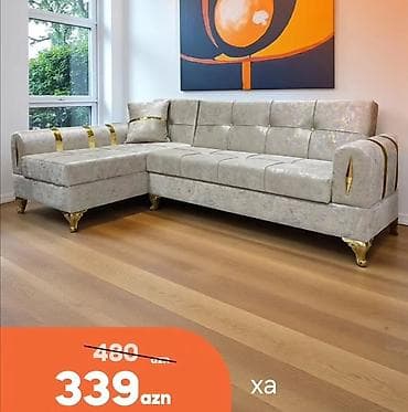L‑şəkilli yumşaq künc divan - Rəng: açıq bej (yüngül parıltılı lalafo.az -da L‑şəkilli yumşaq künc divan - Rəng: açıq bej (yüngül parıltılı