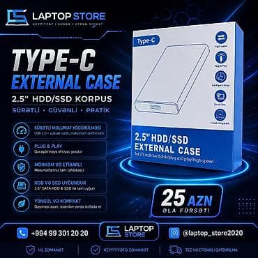 💾 2.5" Type-C HDD/SSD External Case – Cəmi 25 AZN! Köhnə HDD və ya lalafo.az -da 💾 2.5" Type-C HDD/SSD External Case – Cəmi 25 AZN! Köhnə HDD və ya