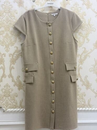 женские платья комбинация: Bej rəngli, kapronlu qısaqollu şıq paltar/şəklinlərinə görə uzun jilet — 2