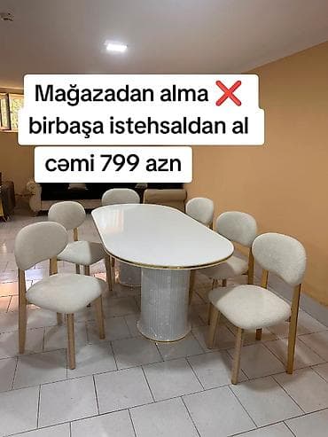 Qonaq otağı üçün, Yeni, Açılmayan, Oval masa, 6 stul