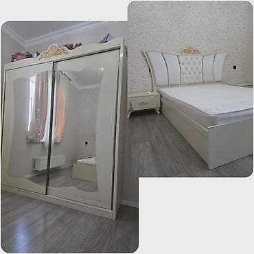 Двуспальная кровать, Шкаф, 2 тумбы, Б/у — 1