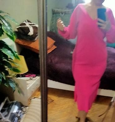 sade donlar: Məhsul: Qadın trikotaj paltar - Rəng: Parlaq çəhrayı/fuşya - Stil — 3