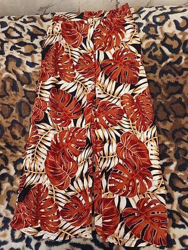 Baş geyimləri: Qadın geniş kəsimli yay şalvarı - Model: Palazzo/culotte tipli, geniş — 1