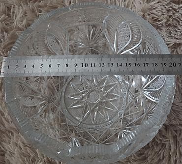 dekor qab: Xrustal meyvə qabı - Material: qalın xrustal - Dizayn: klassik oyma - — 4