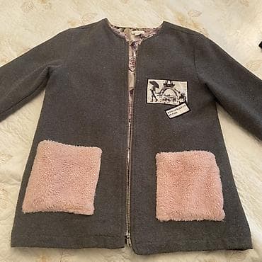 Uşaq üçün qız geyimi – boz rəngli uzun jaket/kardiqan - Model: düz